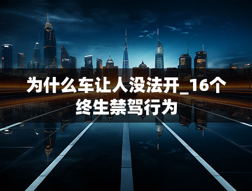 为什么车让人没法开_16个终生禁驾行为